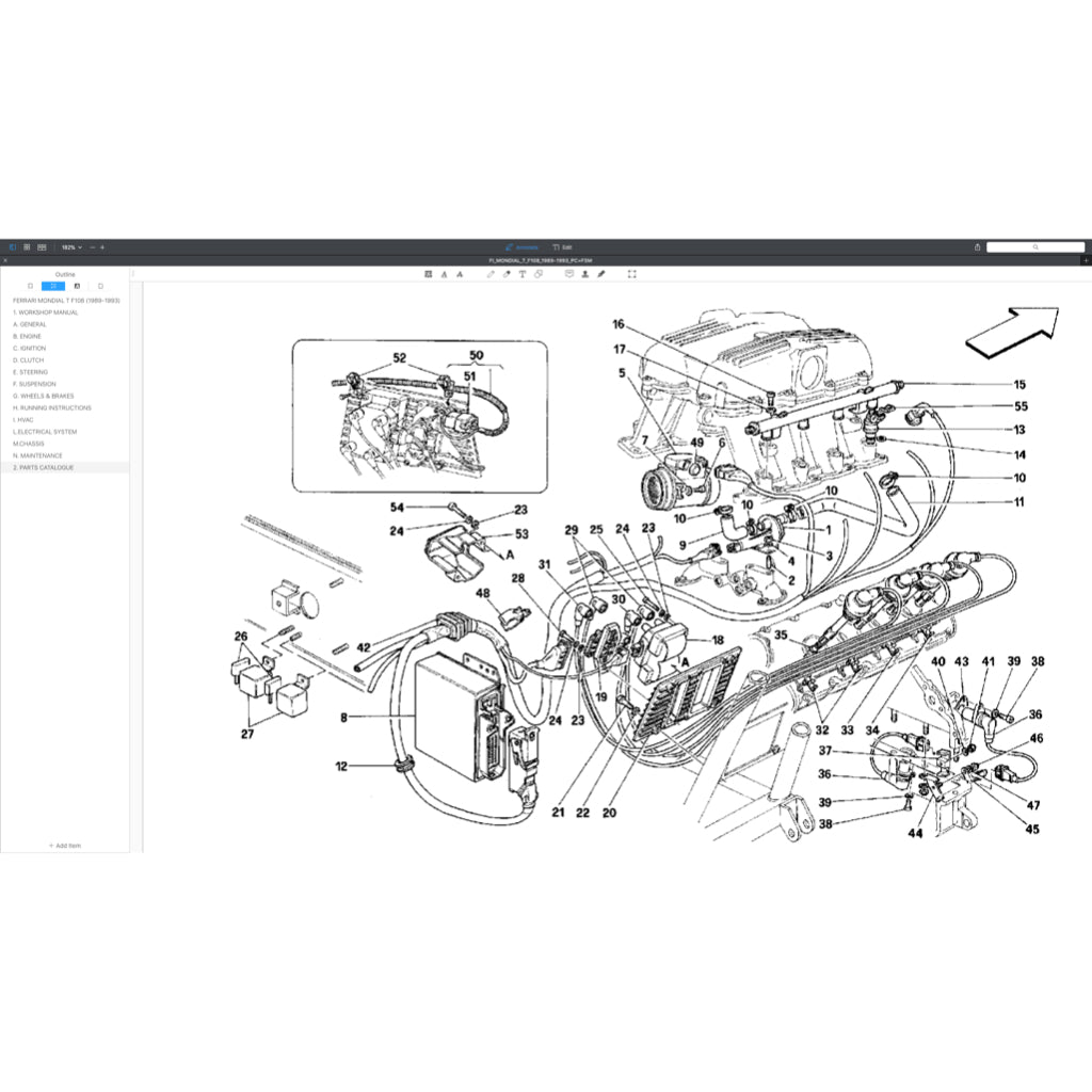 FERRARI MONDIAL T F108 (1989-1993) SERVICE Workshop Manual + PARTS CATALOGUE - Image 6
