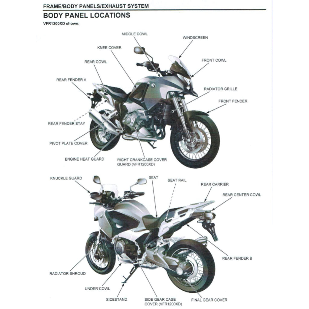 HONDA VFR1200X CROSSTOURER (2012-2016) SERVICE WORKSHOP MANUAL + PARTS CATALOGUE + OWNER MANUAL - Image 5