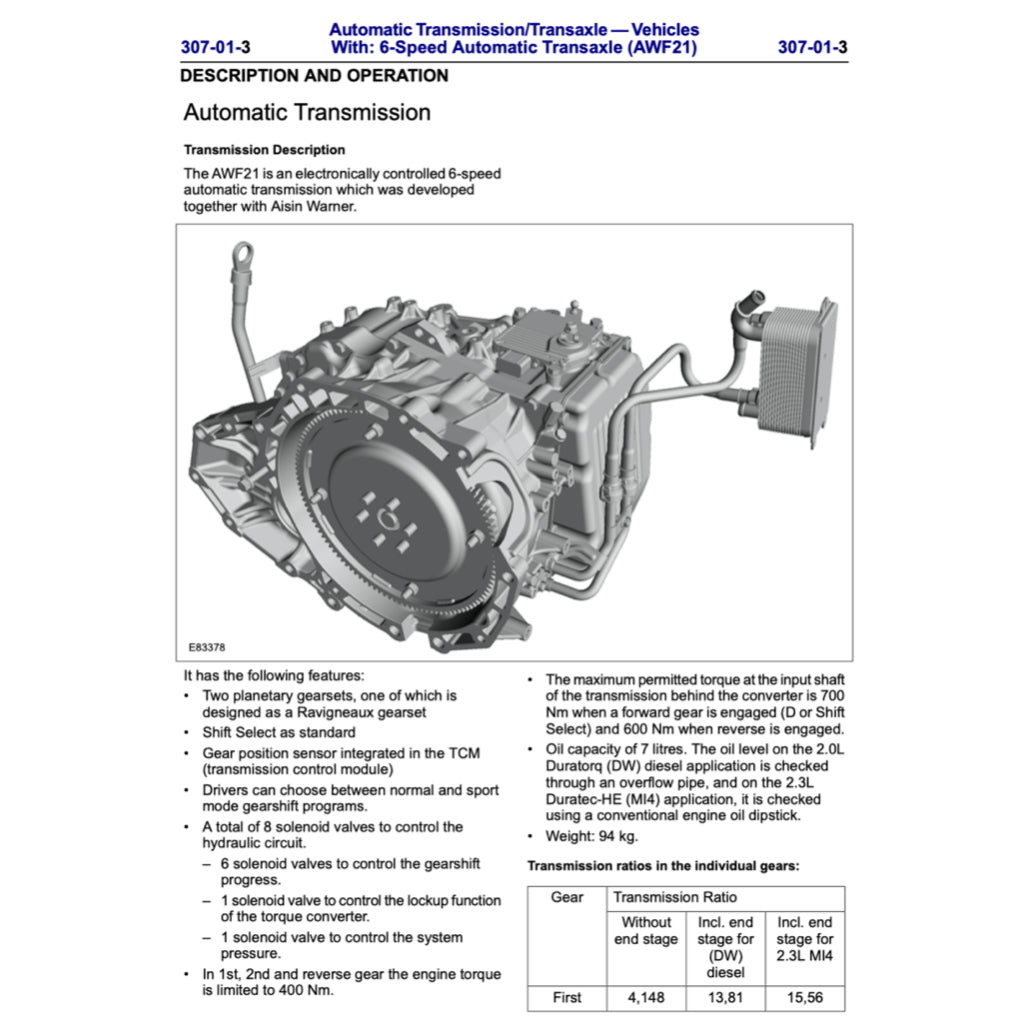 FORD MONDEO MK4 (2007-2014) SERVICE WORKSHOP MANUAL - Image 6