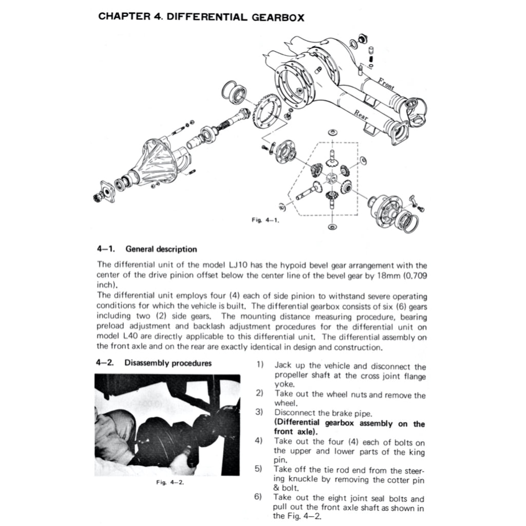 SUZUKI LJ10 JIMNY (1970-1981) SERVICE WORKSHOP MANUAL + PARTS CATALOGUE - Image 8