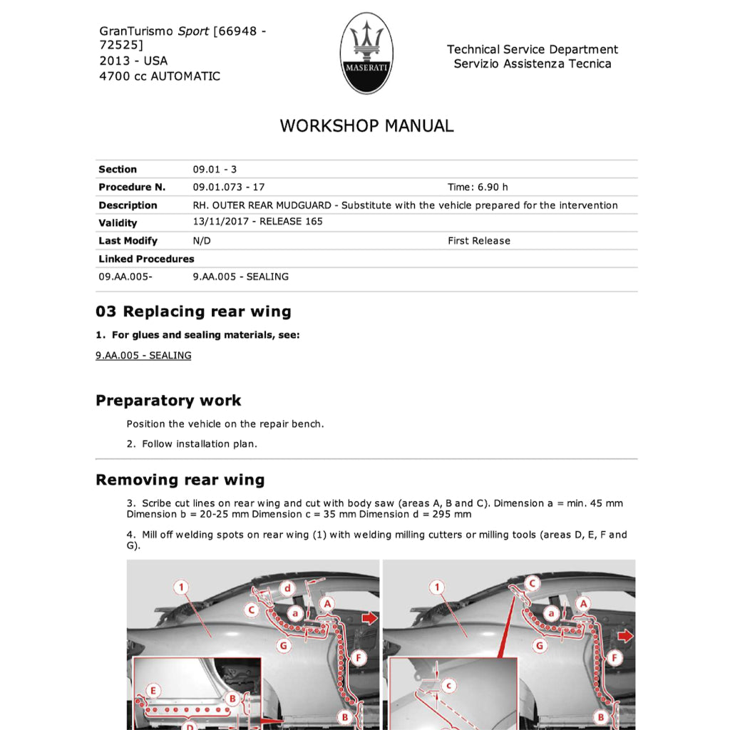 MASERATI GRANTURISMO SPORT M145 (2007-2019) SERVICE WORKSHOP MANUAL - Image 9