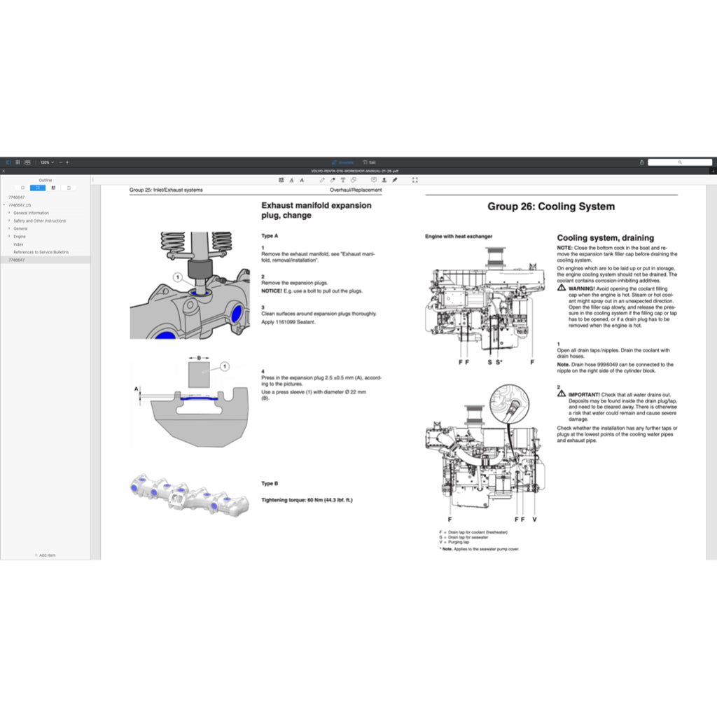VOLVO PENTA DIESEL ENGINE D SERIES ( D3 D4 D6 D9 D12 D13 D16) SERVICE REPAIR WORKSHOP MANUAL - Image 8