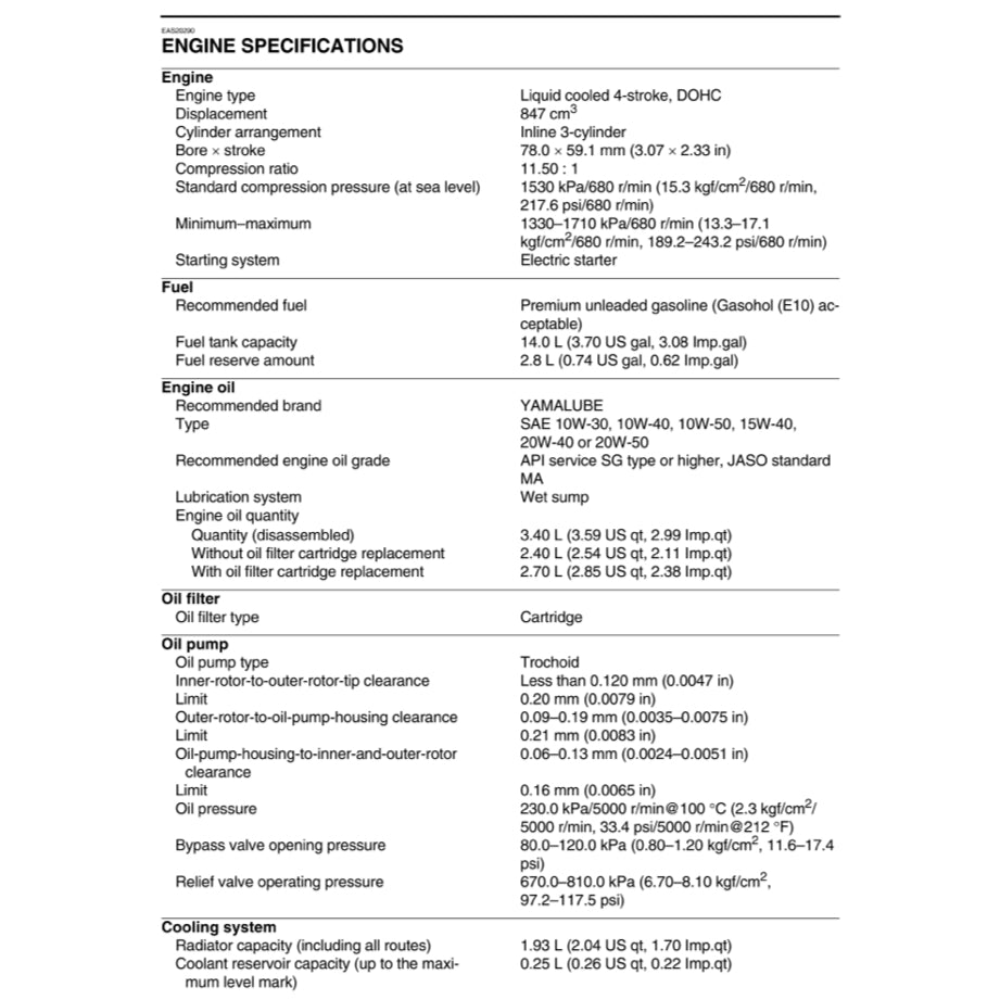 YAMAHA MT-09 MT09 (2014-2017) SERVICE WORKSHOP MANUAL + PARTS CATALOGUE + OWNER MANUAL - Image 4