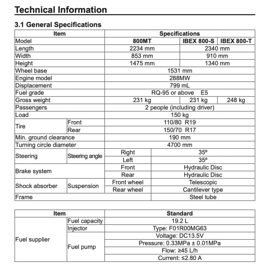 CFMOTO 800MT IBEX 800-S/T (2023+) SERVICE WORKSHOP MANUAL + PARTS CATALOGUE + OWNER MANUAL - Image 4