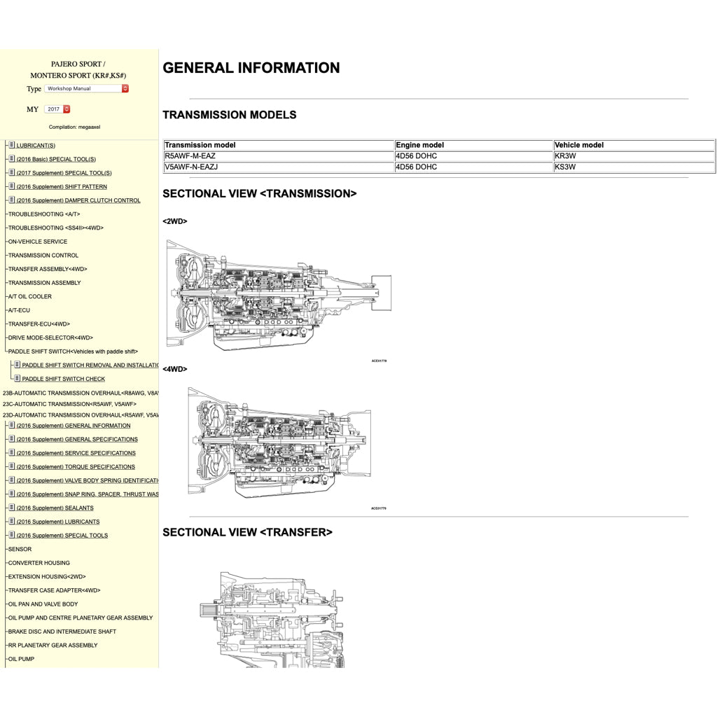 MITSUBISHI PAJERO SPORT (2016+) ONLINE SERVICE WORKSHOP MANUAL - Image 5