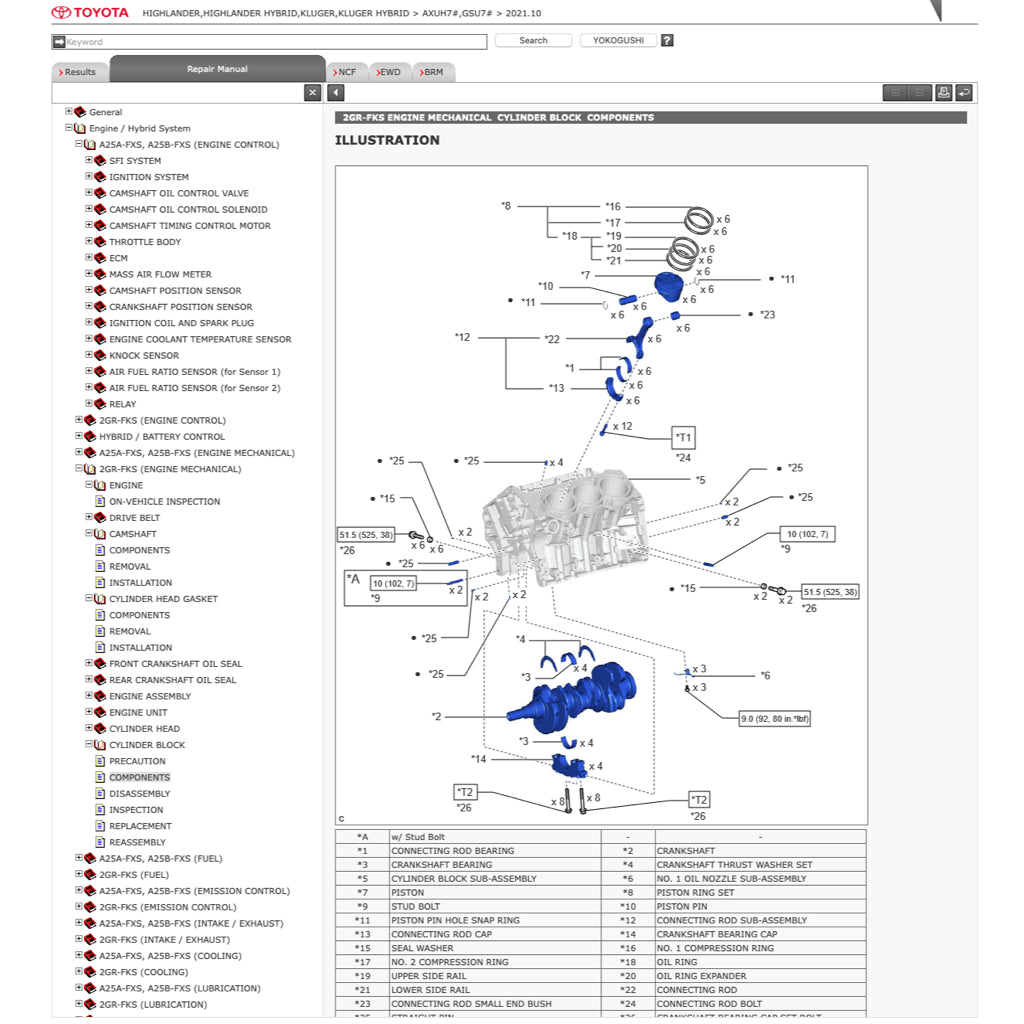 TOYOTA HIGHLANDER / KLUGER HYBRID (2020+) ONLINE SERVICE WORKSHOP MANUAL - Image 7