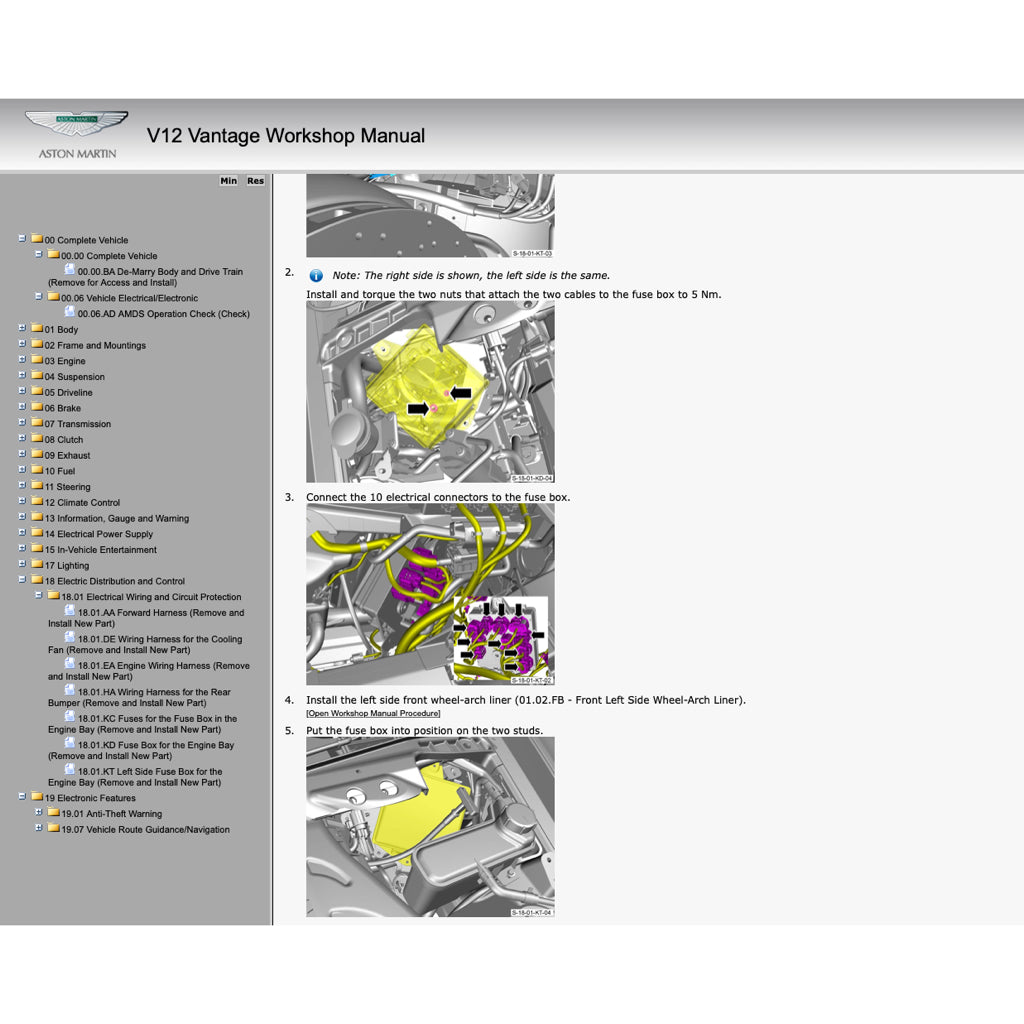 ASTON MARTIN V12 VANTAGE (2009-2018) SERVICE WORKSHOP MANUAL - Image 8