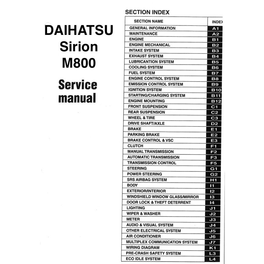 DAIHATSU SIRION M800 (2017-2021) SERVICE WORKSHOP MANUAL - Image 3