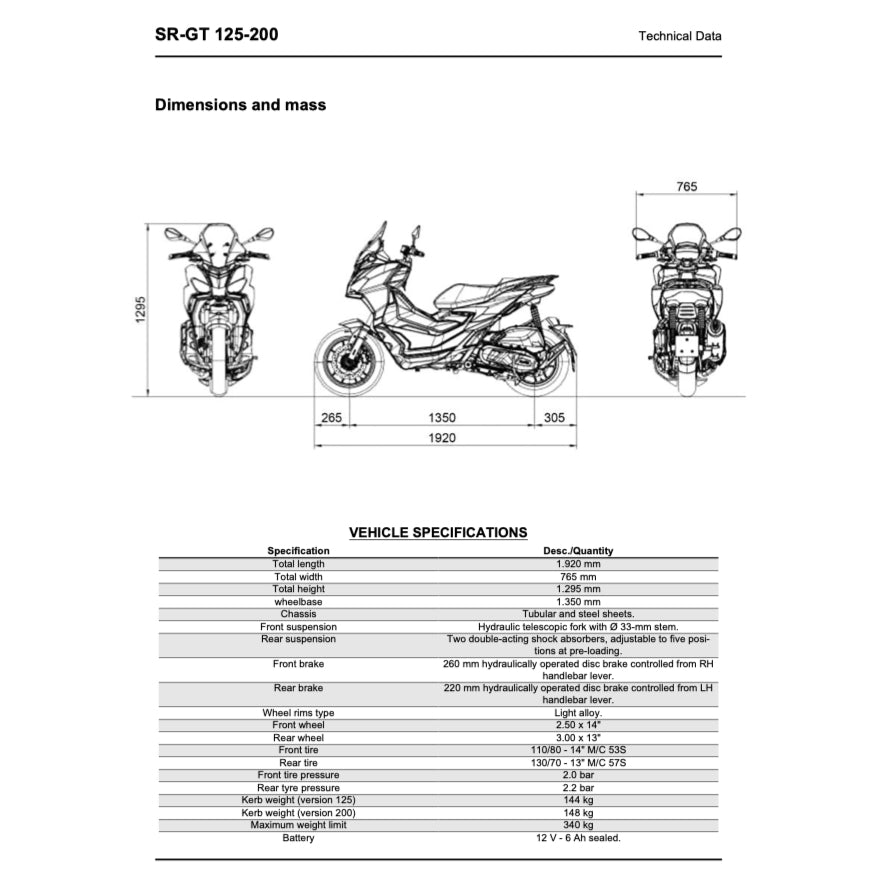 APRILIA SR-GT 125/200 (2021-2024) SERVICE WORKSHOP MANUAL - Image 4