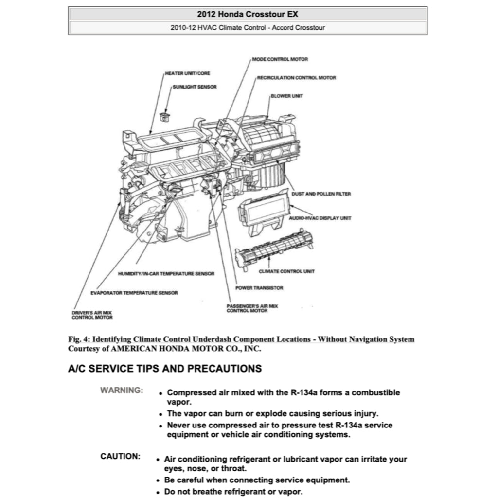 HONDA CROSSTOUR TF1/2 (2010-2015) SERVICE WORKSHOP MANUAL - Image 9