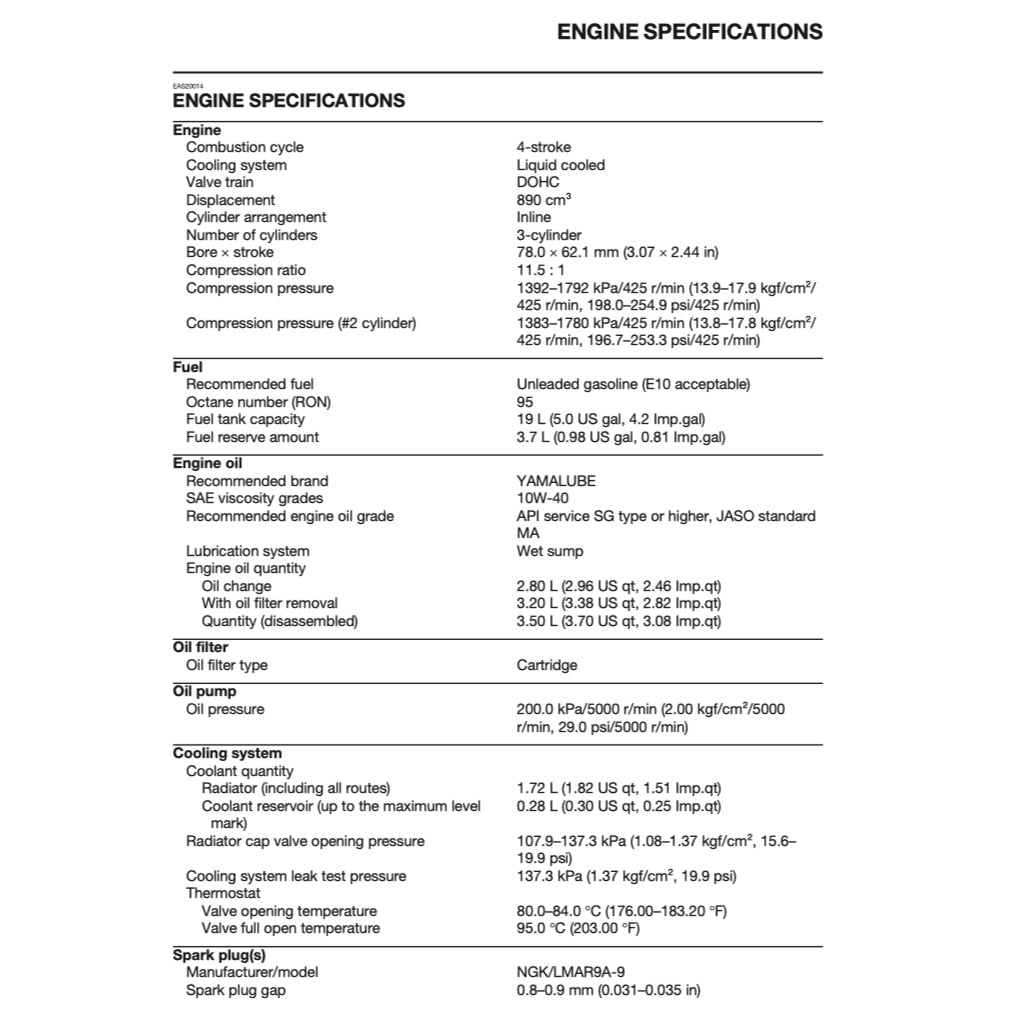 YAMAHA TRACER 9/ TRACER 9 GT MTN890/D (2025+) SERVICE WORKSHOP MANUAL + OWNER'S MANUAL - Image 4