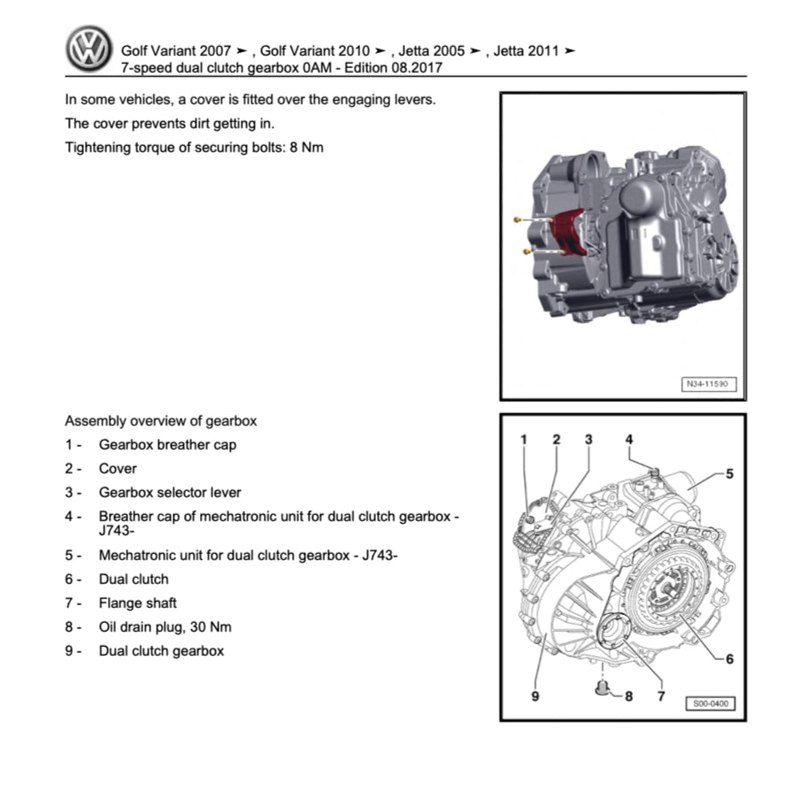 VW JETTA A5 (2005-2010) SERVICE WORKSHOP MANUAL - Image 6