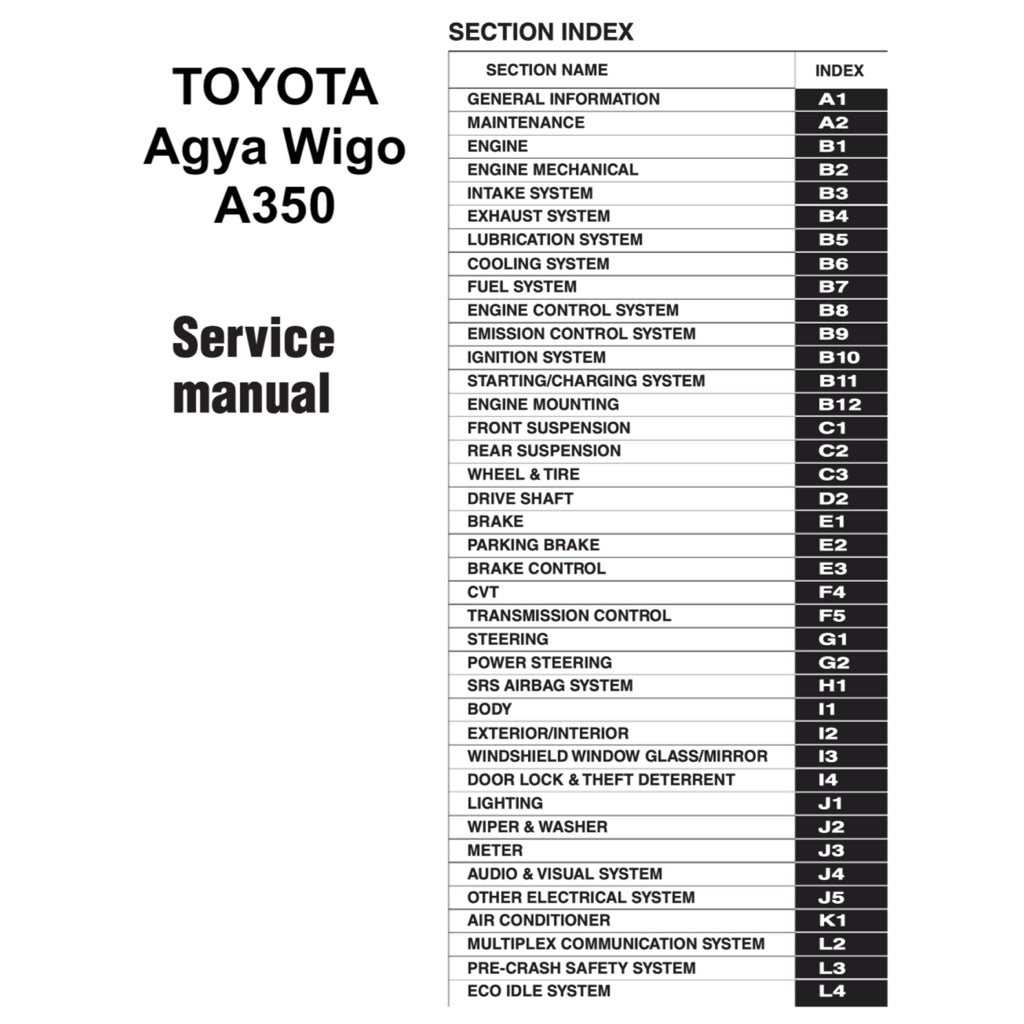 TOYOTA AGYA WIGO A350 (2023+) SERVICE WORKSHOP MANUAL - Image 3