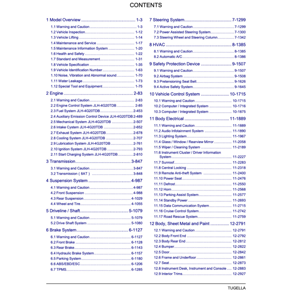 GEELY XINGYUE S / TUGELLA FY11 (2019-2021) SERVICE WORKSHOP MANUAL - Image 3