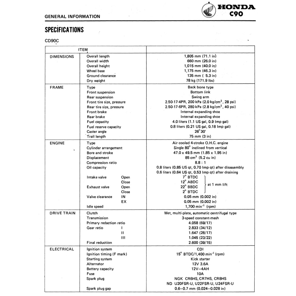 HONDA CUB90 C90 (1967-2002) SERVICE WORKSHOP MANUAL + PARTS CATALOGUE + OWNER'S MANUAL - Image 4