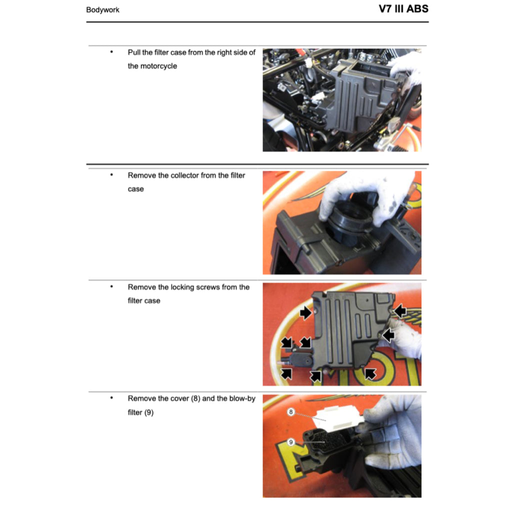 MOTO GUZZI V7 III E4 (2017-2021) SERVICE WORKSHOP MANUAL + PARTS CATALOGUE + OWNER'S MANUAL - Image 10