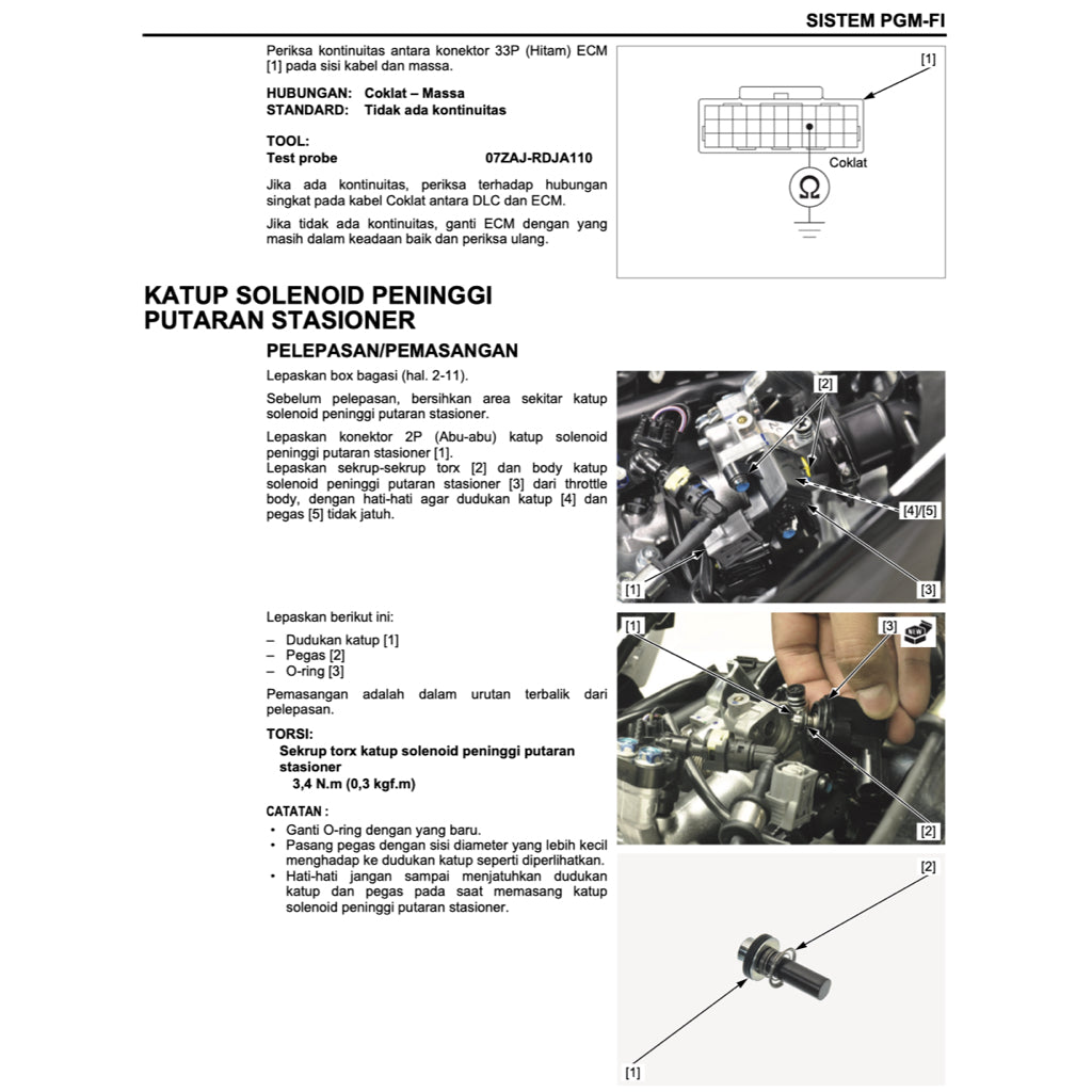 HONDA BEAT 110 PGM-FI (2012-2020) SERVICE WORKSHOP MANUAL + PARTS CATALOGUE + OWNER'S MANUAL - BAHASA INDONESIA - Image 7
