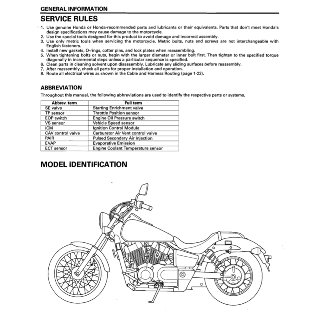 HONDA SHADOW VT750C2 / RS (2007-2014) SERVICE WORKSHOP MANUAL + OWNER'S MANUAL - Image 4