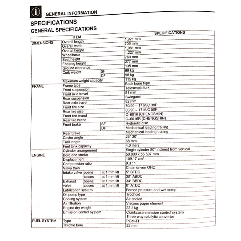 HONDA WAVE ALPHA 110 AFP1100SF (2023+) SERVICE WORKSHOP MANUAL + PARTS CATALOGUE +OWNER'S MANUAL - Image 4