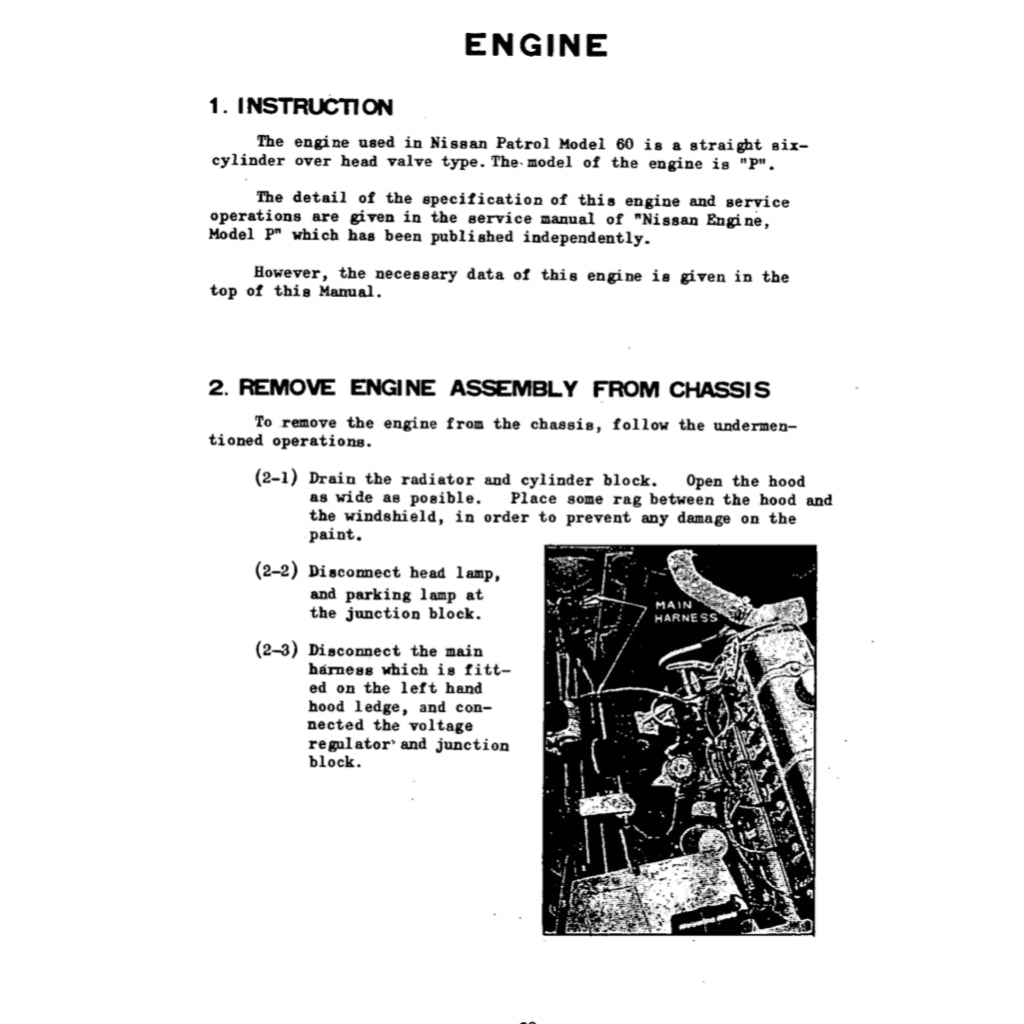 NISSAN PATROL 60 SERIES (1960-1980) SERVICE WORKSHOP MANUAL - Image 5
