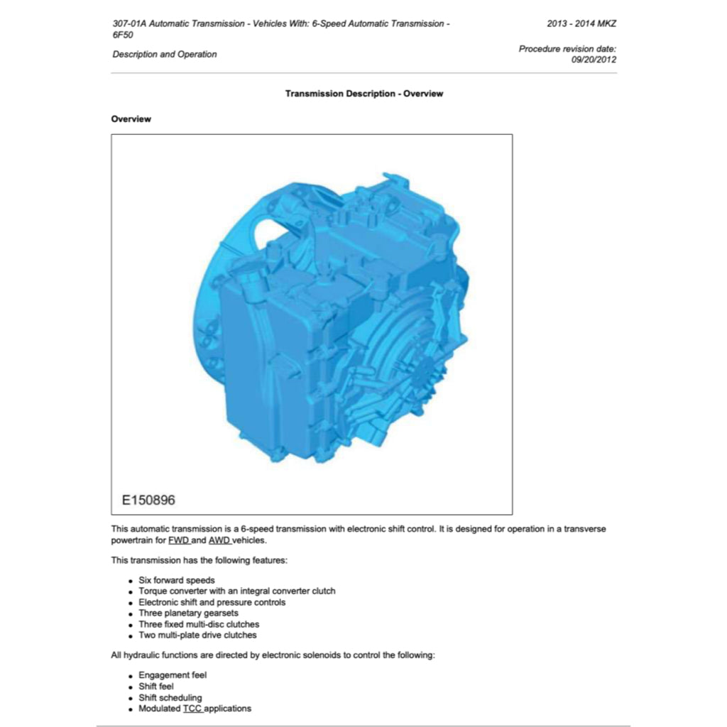 LINCOLN MKZ (2013-2016) SERVICE WORKSHOP MANUAL - Image 10