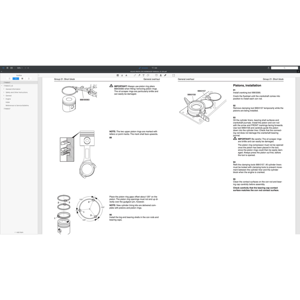 VOLVO PENTA DIESEL ENGINE D SERIES ( D3 D4 D6 D9 D12 D13 D16) SERVICE REPAIR WORKSHOP MANUAL - Image 5
