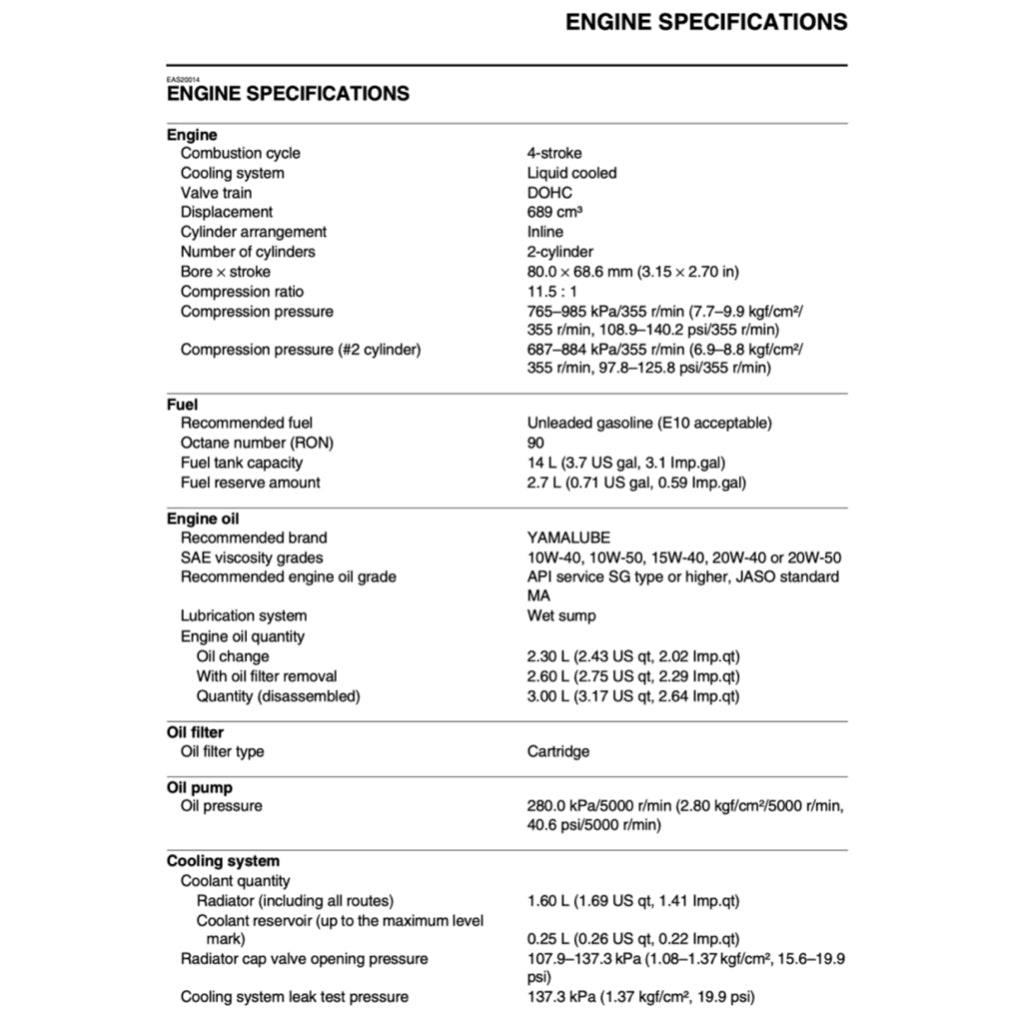 YAMAHA MT-07 MT07 (2023-2024) SERVICE WORKSHOP MANUAL + OWNER'S MANUAL - Image 4