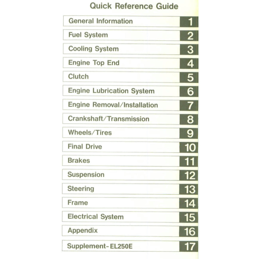 KAWASAKI ELIMINATOR EL250-E/250HS (1988-1997) SERVICE WORKSHOP MANUAL + OWNER'S MANUAL - Image 3