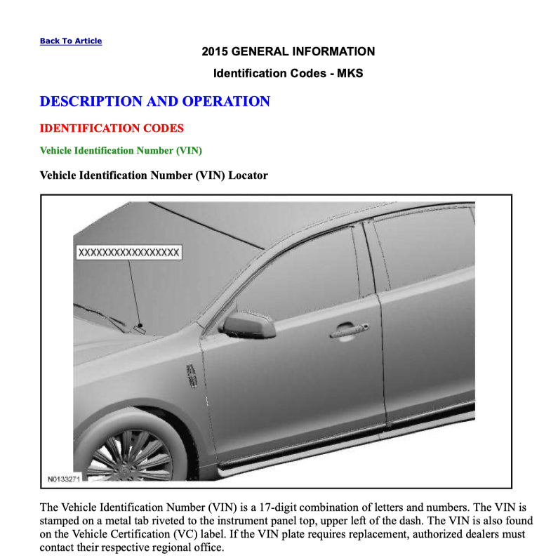 LINCOLN MKS (2008-2016) SERVICE WORKSHOP MANUAL - Image 3