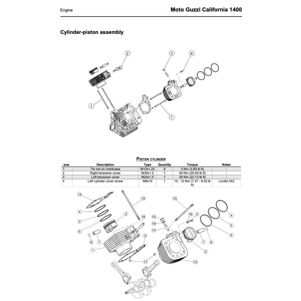 MOTO GUZZI CALIFORNIA 1400 (2013+) SERVICE WORKSHOP MANUAL + PARTS CATALOGUE + OWNER'S MANUAL - Image 10