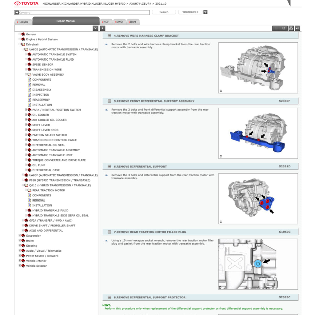 TOYOTA HIGHLANDER / KLUGER HYBRID (2020+) ONLINE SERVICE WORKSHOP MANUAL - Image 8