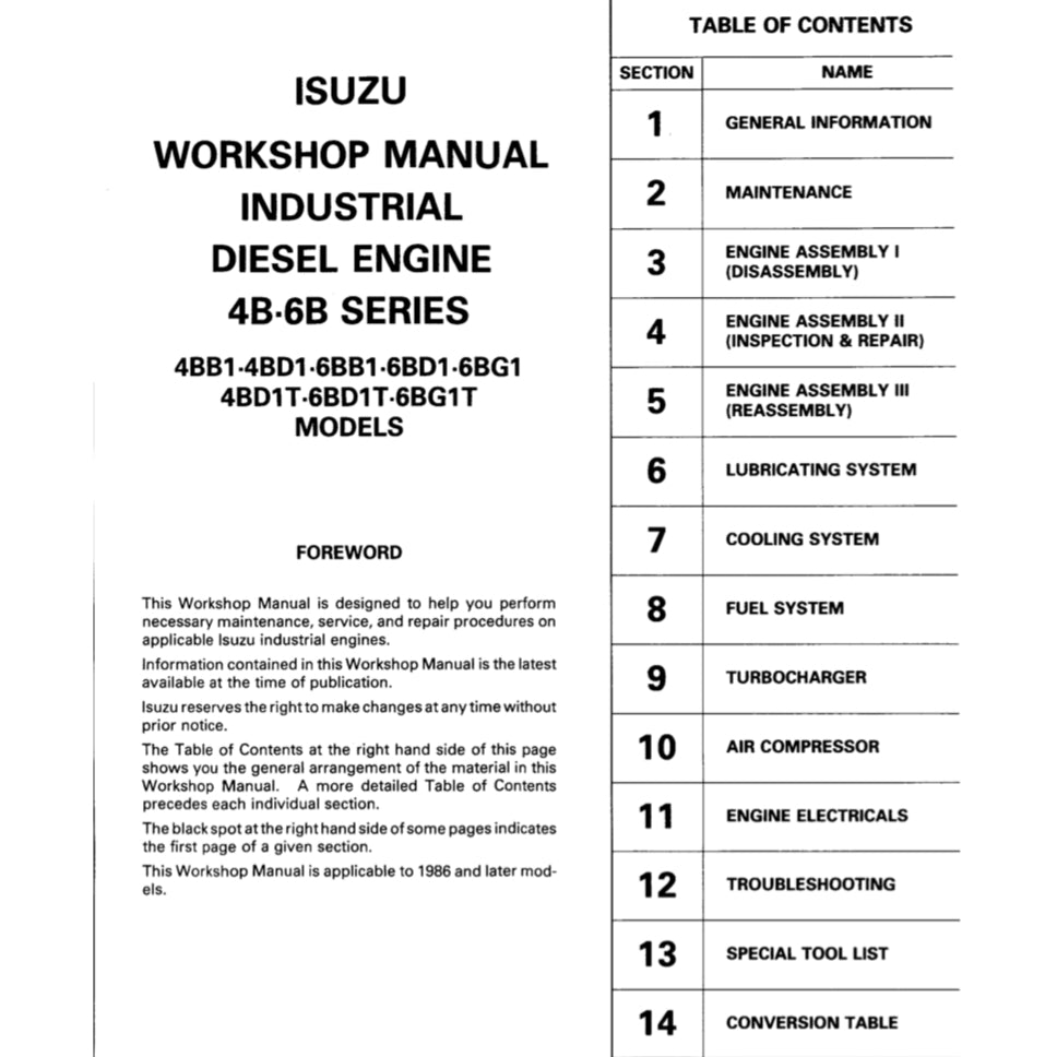 ISUZU ENGINE 4B-6B SERIES (4BB1-4BD1-6BB1-6BD1-6BG1 4BD1T-6BD1T-6BG1T) SERVICE WORKSHOP MANUAL - Image 9