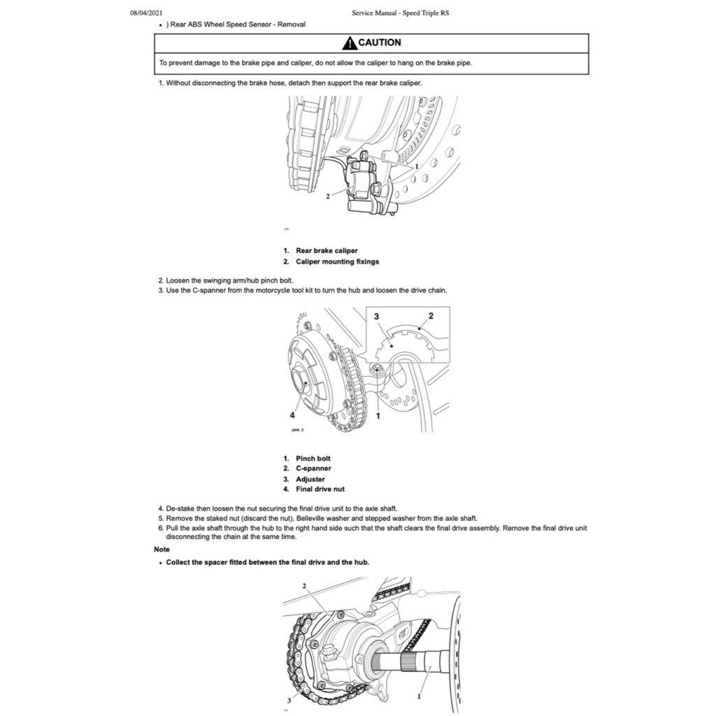 TRIUMPH SPEED TRIPLE 1050 RS (2018-2020) SERVICE MANUAL + OWNER'S MANUAL - Image 14