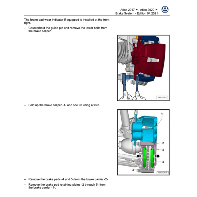 VW ATLAS (2O17-2024) SERVICE WORKSHOP MANUAL - Image 9