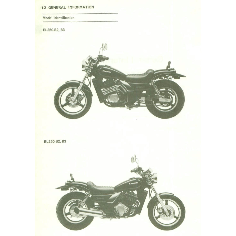 KAWASAKI ELIMINATOR EL250-E/250HS (1988-1997) SERVICE WORKSHOP MANUAL + OWNER'S MANUAL - Image 4