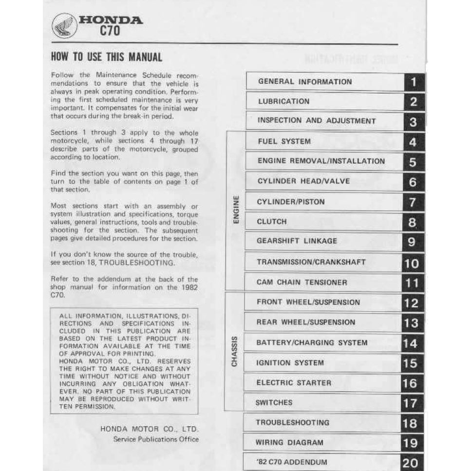 HONDA CUB70 C70 (1970-1991) SERVICE WORKSHOP MANUAL + PARTS CATALOGUE + OWNER'S MANUAL - Image 3