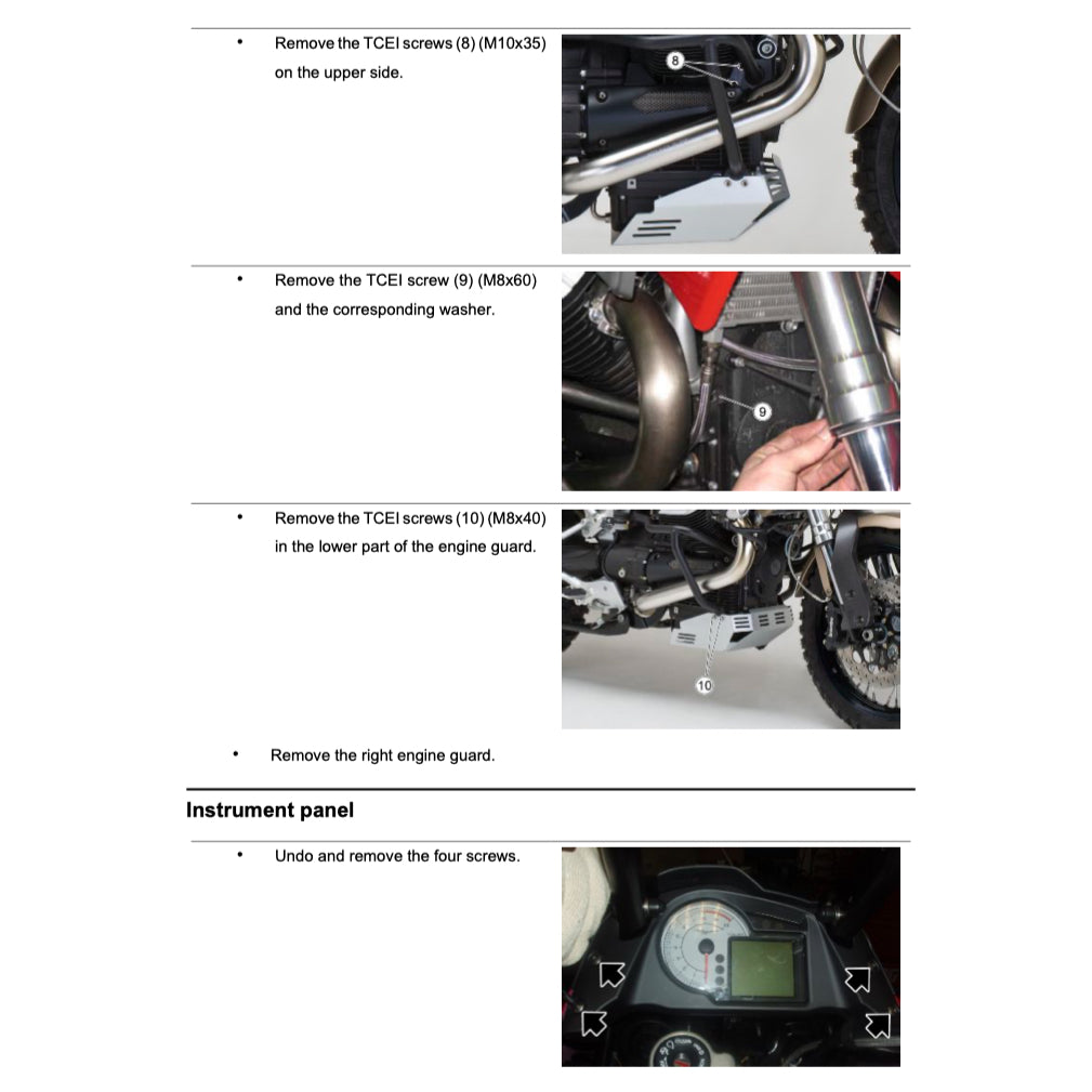 MOTO GUZZI STELVIO 4V/8V/NTX (2008+) SERVICE WORKSHOP MANUAL + PARTS CATALOGUE + OWNER'S MANUAL - Image 10