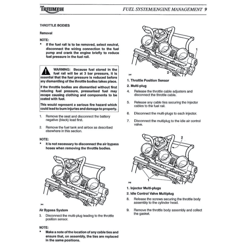 TRIUMPH SPRINT ST / RS (1999-2004) SERVICE WORKSHOP MANUAL + OWNER'S MANUAL - Image 9