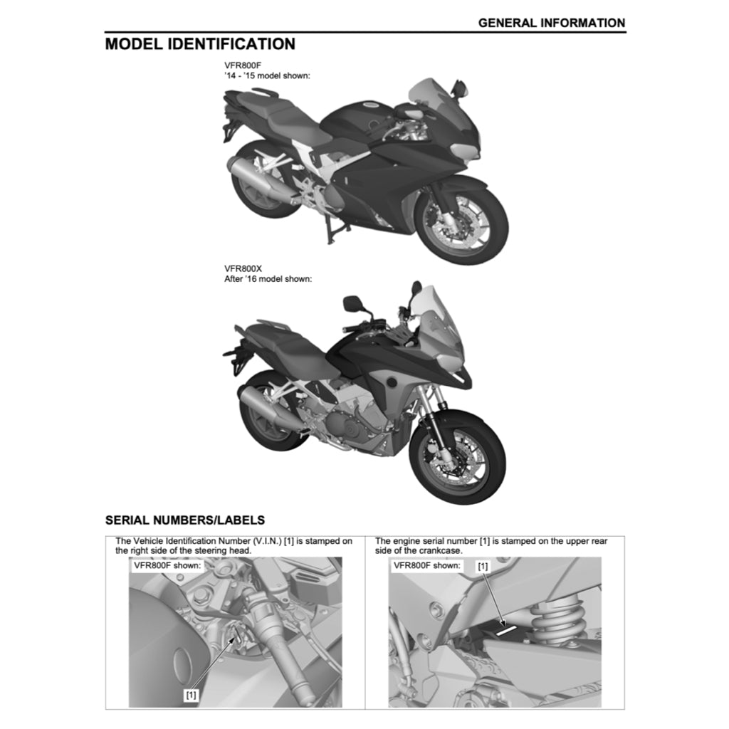 HONDA VFR800X CROSSRUNNER (2014+) SERVICE WORKSHOP MANUAL + PARTS CATALOGUE - Image 4
