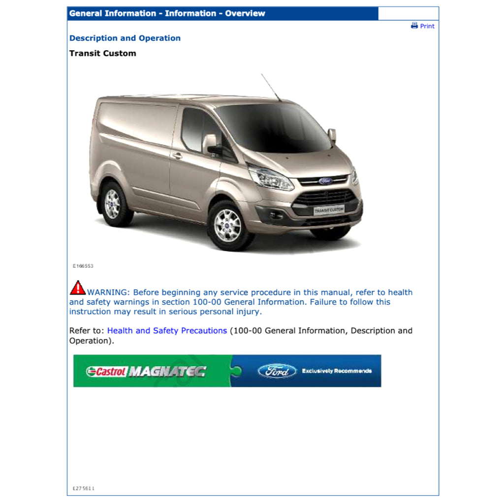 FORD TRANSIT CUSTOM (2012-2022) SERVICE WORKSHOP MANUAL - Image 3
