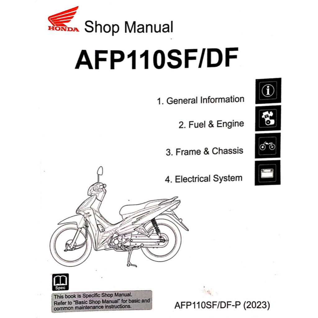 HONDA WAVE ALPHA 110 AFP1100SF (2023+) SERVICE WORKSHOP MANUAL + PARTS CATALOGUE +OWNER'S MANUAL - Image 3