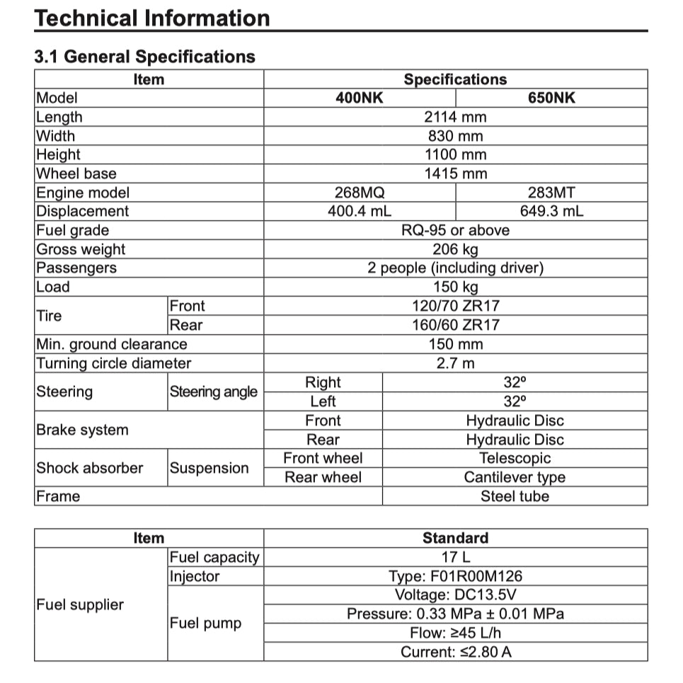 CFMOTO CF650NK CF650-7C (2020-2023) SERVICE WORKSHOP MANUAL + OWNER'S MANUAL - Image 4