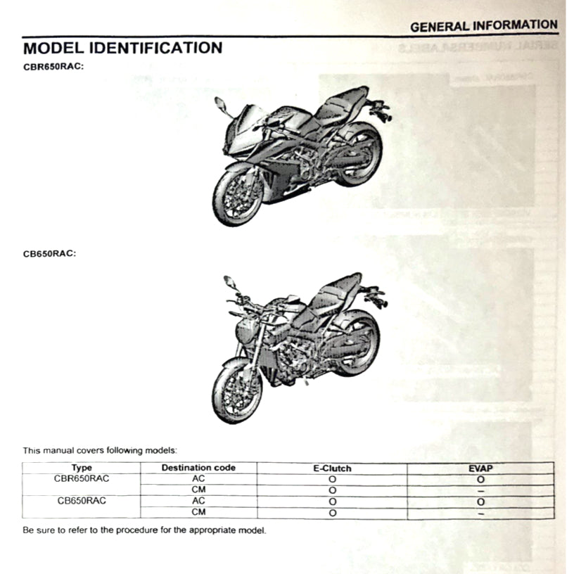 HONDA CB650R RH17 (2024+) SERVICE WORKSHOP MANUAL - Image 5