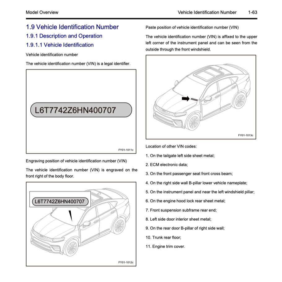 GEELY XINGYUE S / TUGELLA FY11 (2019-2021) SERVICE WORKSHOP MANUAL - Image 4