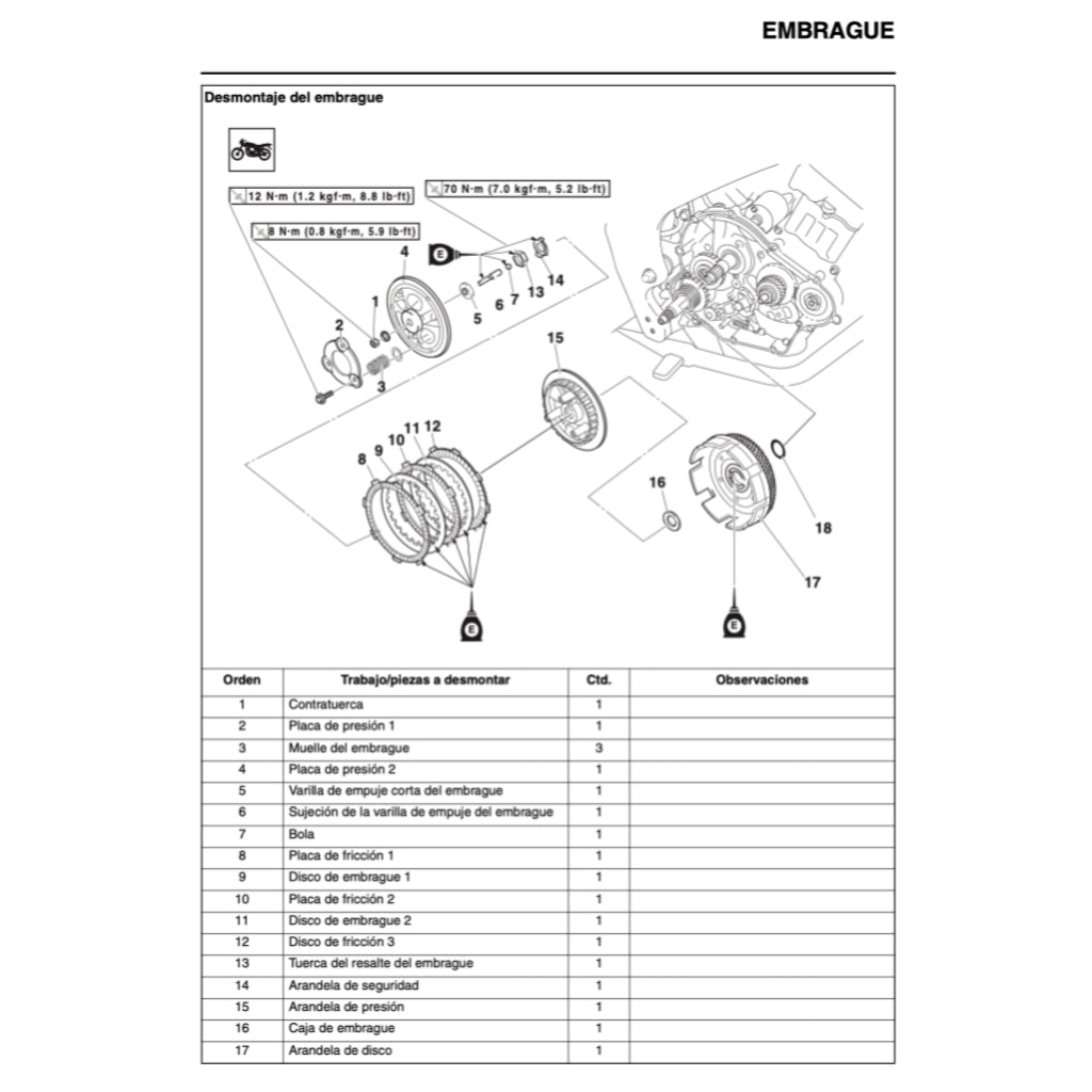 YAMAHA MT-15 (2019+) SERVICE WORKSHOP MANUAL (SPANISH LANGUAGE) + PARTS CATALOGUE + OWNER'S MANUAL - Image 8