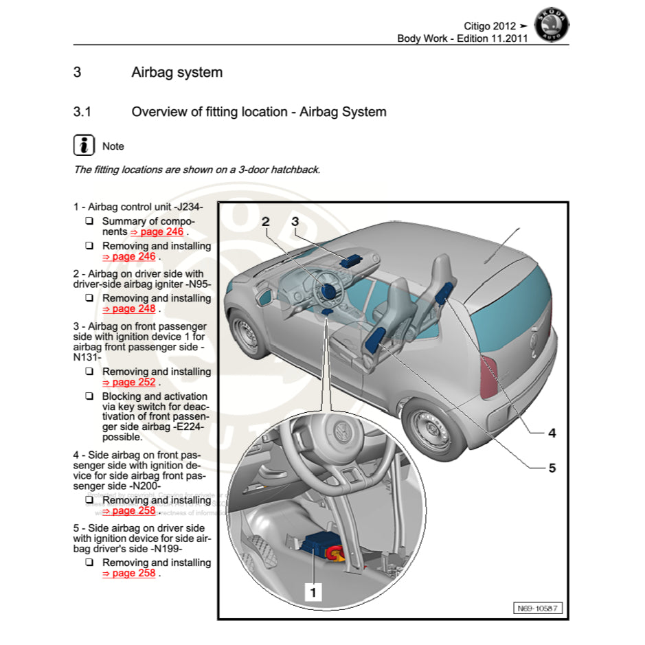 SKODA CITIGO (2011-2020) SERVICE WORKSHOP MANUAL - Image 9