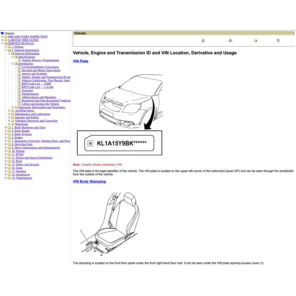 CHEVROLET ORLANDO (2011-2014) SERVICE WORKSHOP MANUAL - Image 3