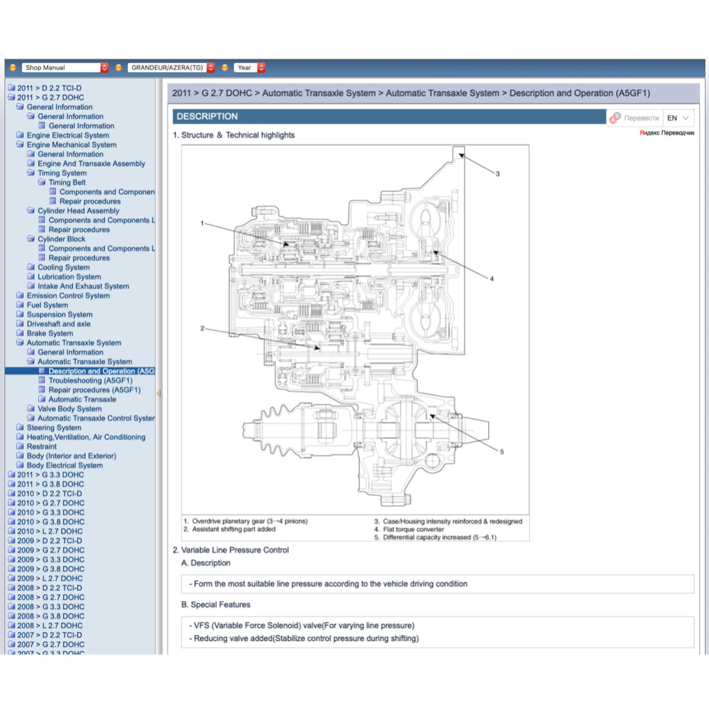 HYUNDAI GRANDEUR AZERA TG (2005-2011) ONLINE SERVICE WORKSHOP MANUAL - Image 7