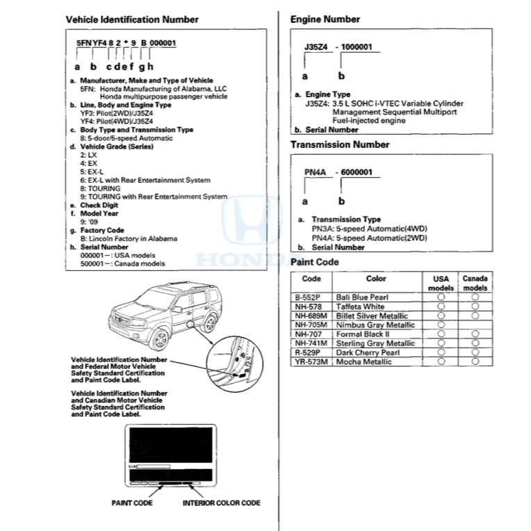 HONDA PILOT YF 3/4 (2009-2015) SERVICE WORKSHOP MANUAL - Image 4