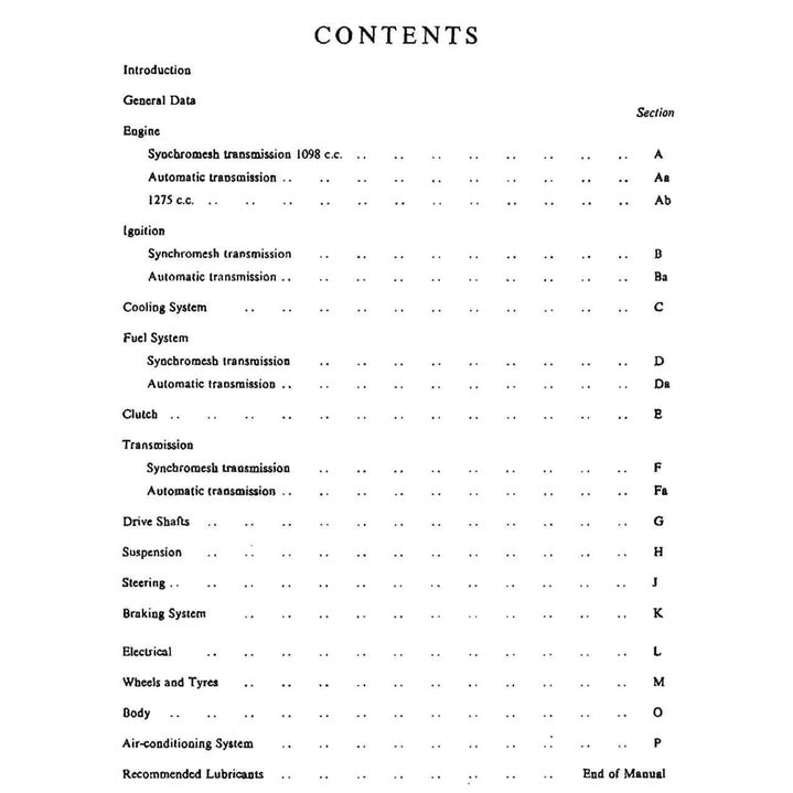 AUSTIN 1100 & 1300 (1962-1971) SERVICE WORKSHOP MANUAL - Image 3